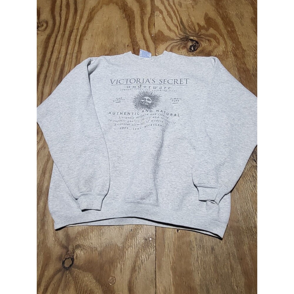 VTG 90’s Victorias Secret Gray Cotton Crewneck Hanes Sweatshirt XL @H77 USA-MADE